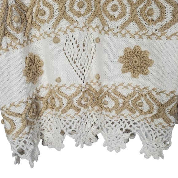 Vintage Express Tricot Hand-knitted Sweater Soft Dressing Boho Open Knit M - Picture 10 of 16